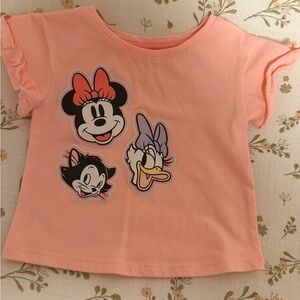 Disney Kids Coral Tee with Minnie, Daisy, and Figaro